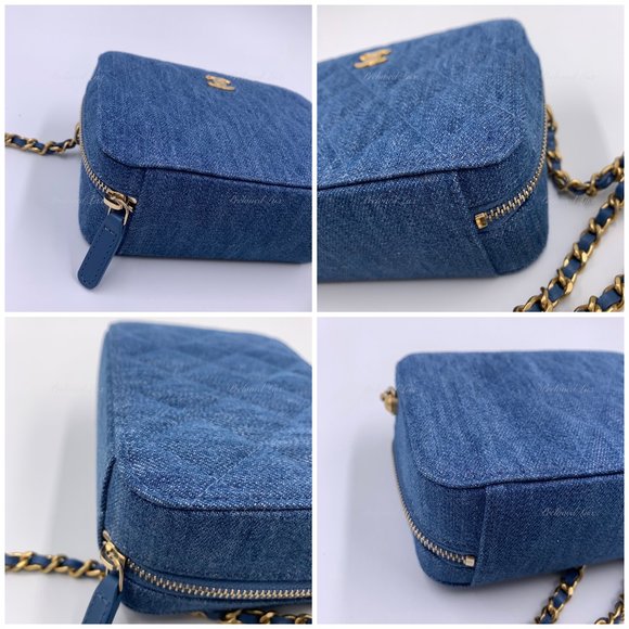 Authentic CHANEL Denim Pearl Crush Camera Bag - Picture 9 of 16